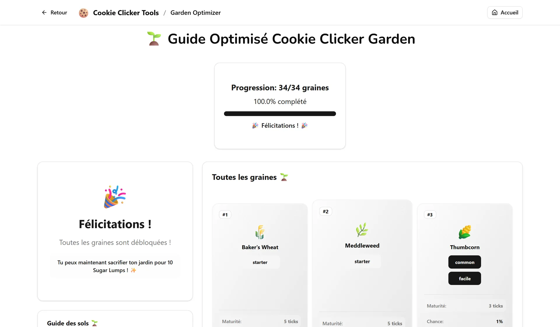 The garden planner, with all 34 seeds unlocked